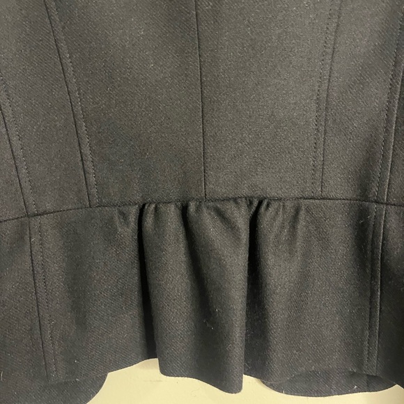 Halogen Black Ruffle Blazer Wool Tailored Classic Buttons Lined Work Event Coat - Picture 6 of 11